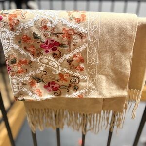 Elegant Floral Embroidered Scarf
